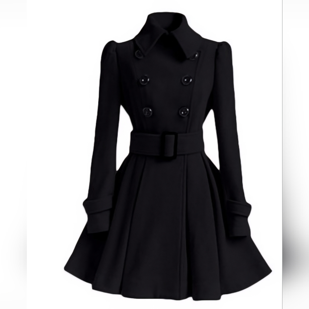 Elegant Black Double-Breasted COAT